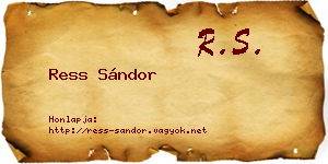 Ress Sándor névjegykártya